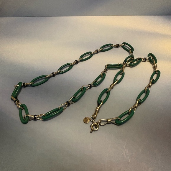 Talbots Gold Tone Green Link Necklace 38” - Picture 9 of 10